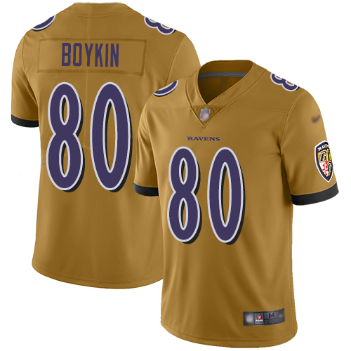 Baltimore Ravens Limited Gold Men Miles Boykin Jersey NFL Football #80 Inverted Legend->youth nfl jersey->Youth Jersey